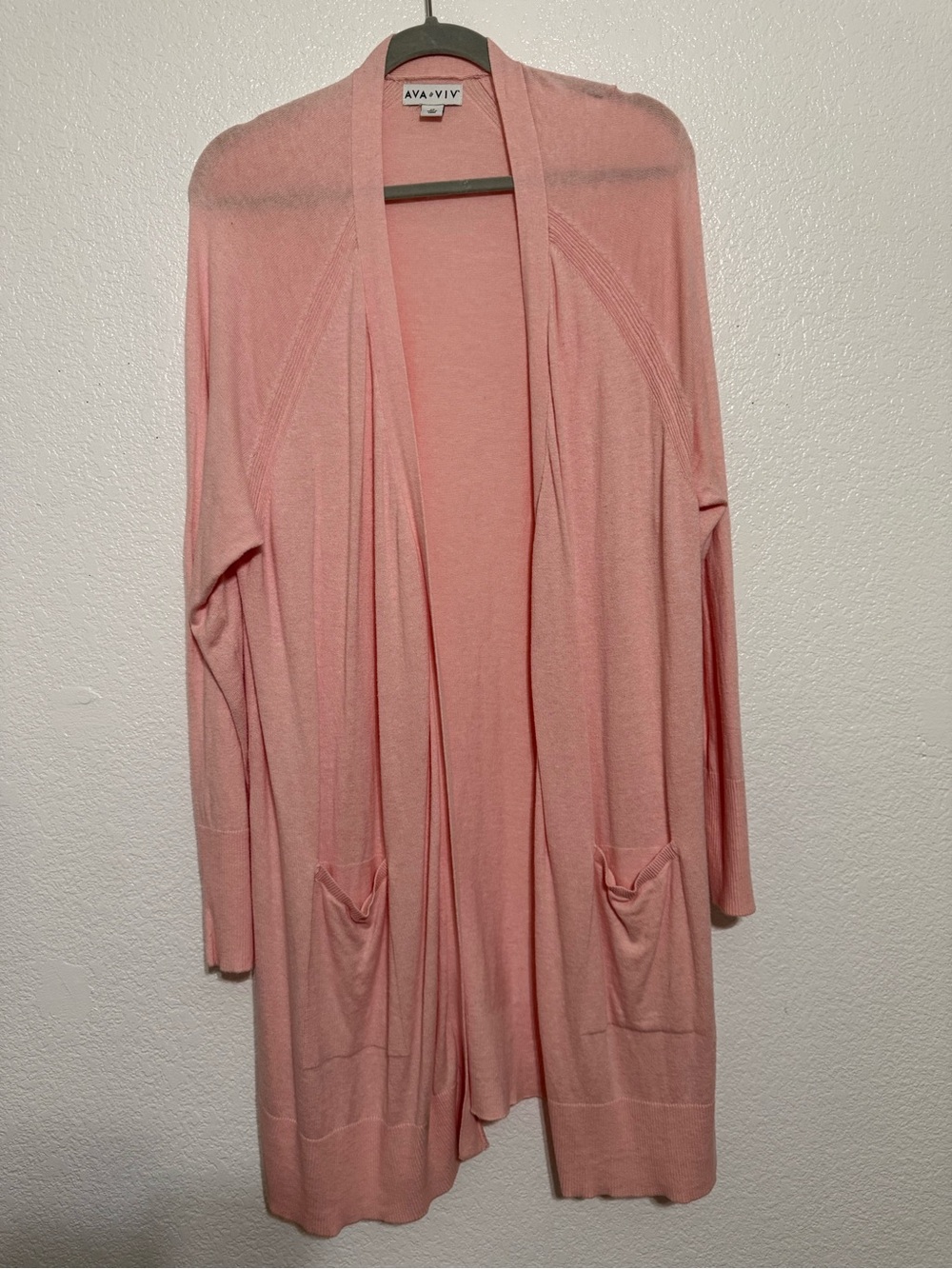 Ava & Viv Blush Pink Open Cardigan with Front Pockets